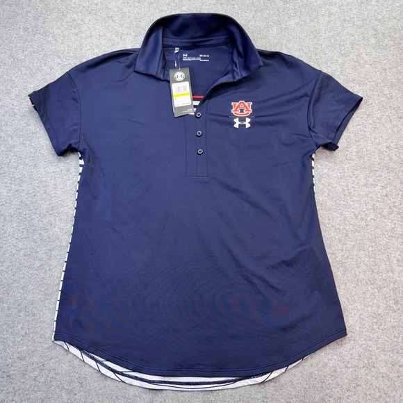 Under Armour Womens Polo HeatGear Navy Polyester M Auburn Tigers Logo Performanc - Picture 1 of 8